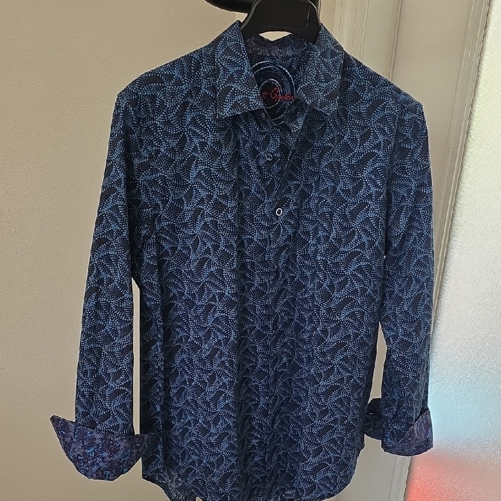 Men's Blue Patterned Shirt Robert Graham